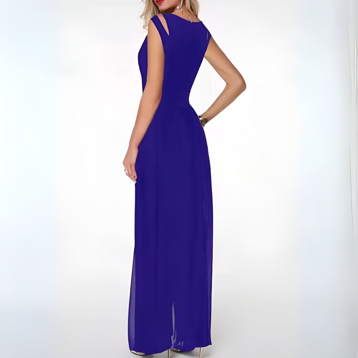 Women's Elegant Sheer Overlay Jumpsuit – Wide Leg Formal Evening Outfit