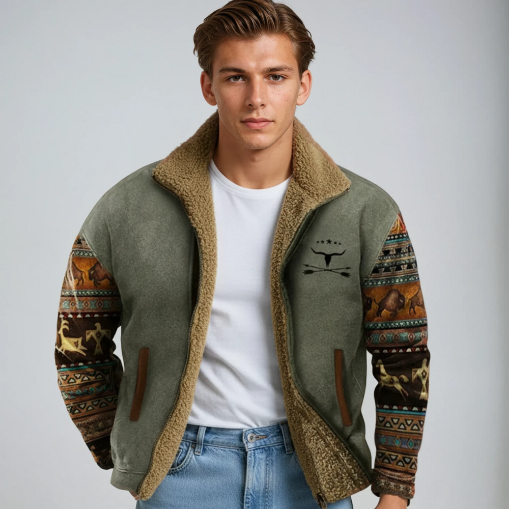 Winter Herren Jacke Warm Tribal Muster