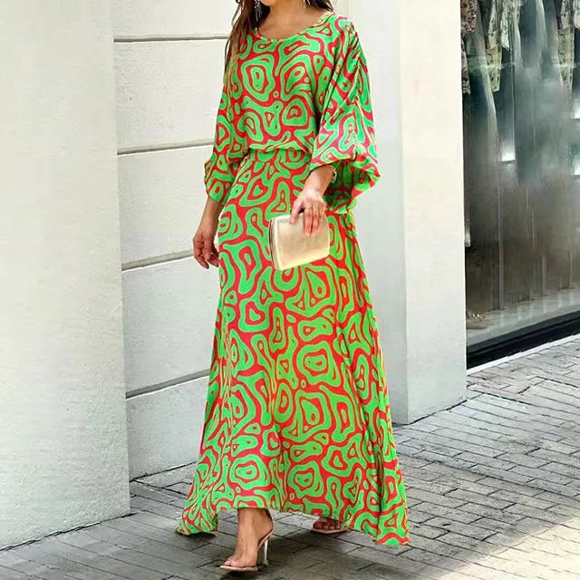 Abstract Spring Maxi Dress