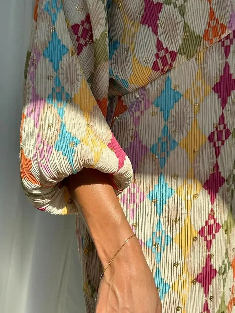 Women's Colorful Two Piece Set Casual Shirt and Pants Spring Outfit