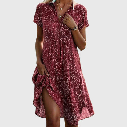 Printed Collared Midi Dress