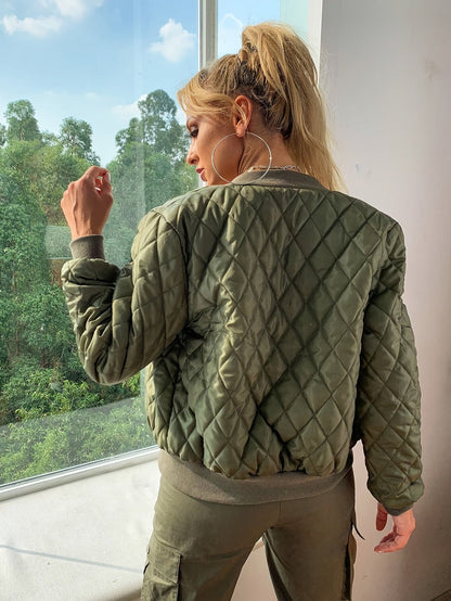 Gepolsterte Bomberjacke Stylischer Casual Zip-Up Damen