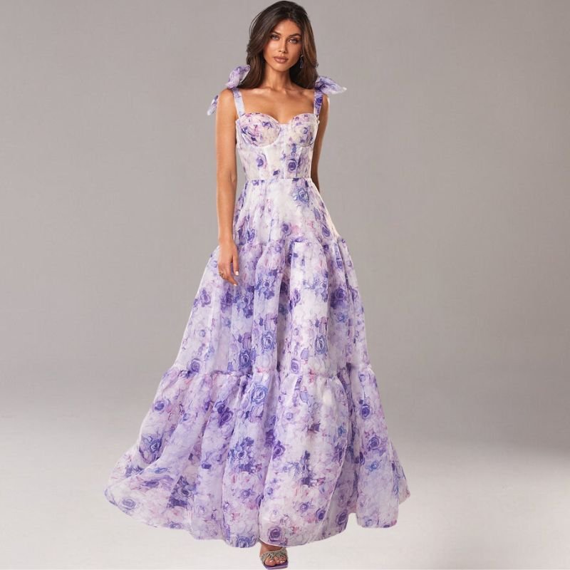 Geblümtes Kleid mit Schleifendetails für Damen