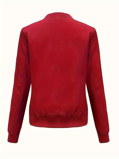 Bomberjacke Klassischer Zip-Up Freizeitlook Damen