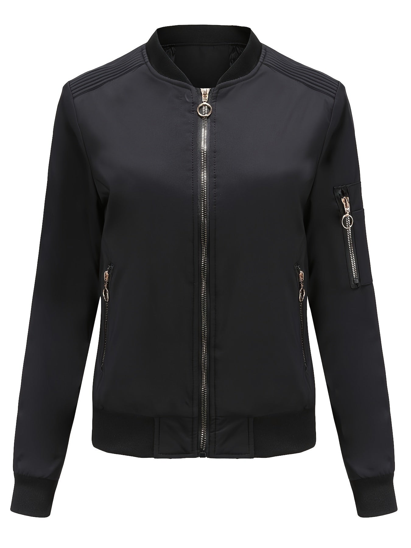Bomberjacke Klassischer Zip-Up Freizeitlook Damen