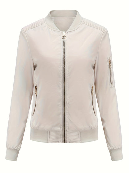 Bomberjacke Klassischer Zip-Up Freizeitlook Damen