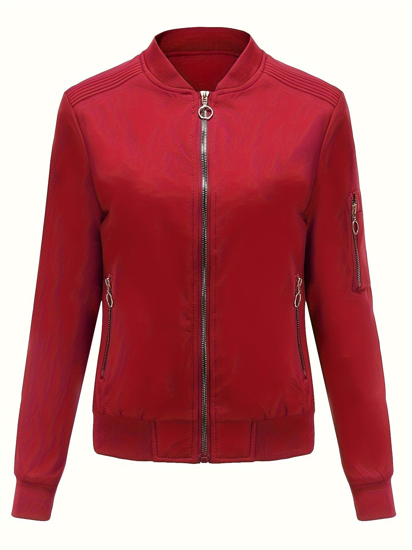 Bomberjacke Klassischer Zip-Up Freizeitlook Damen