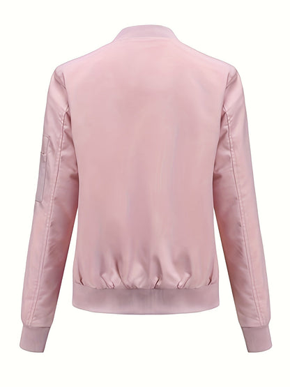 Bomberjacke Klassischer Zip-Up Freizeitlook Damen