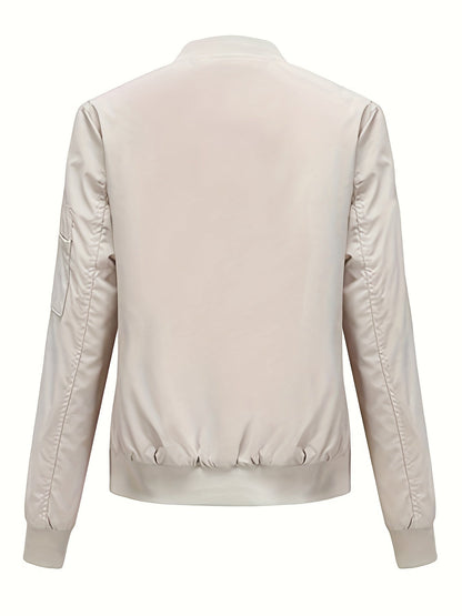 Bomberjacke Klassischer Zip-Up Freizeitlook Damen