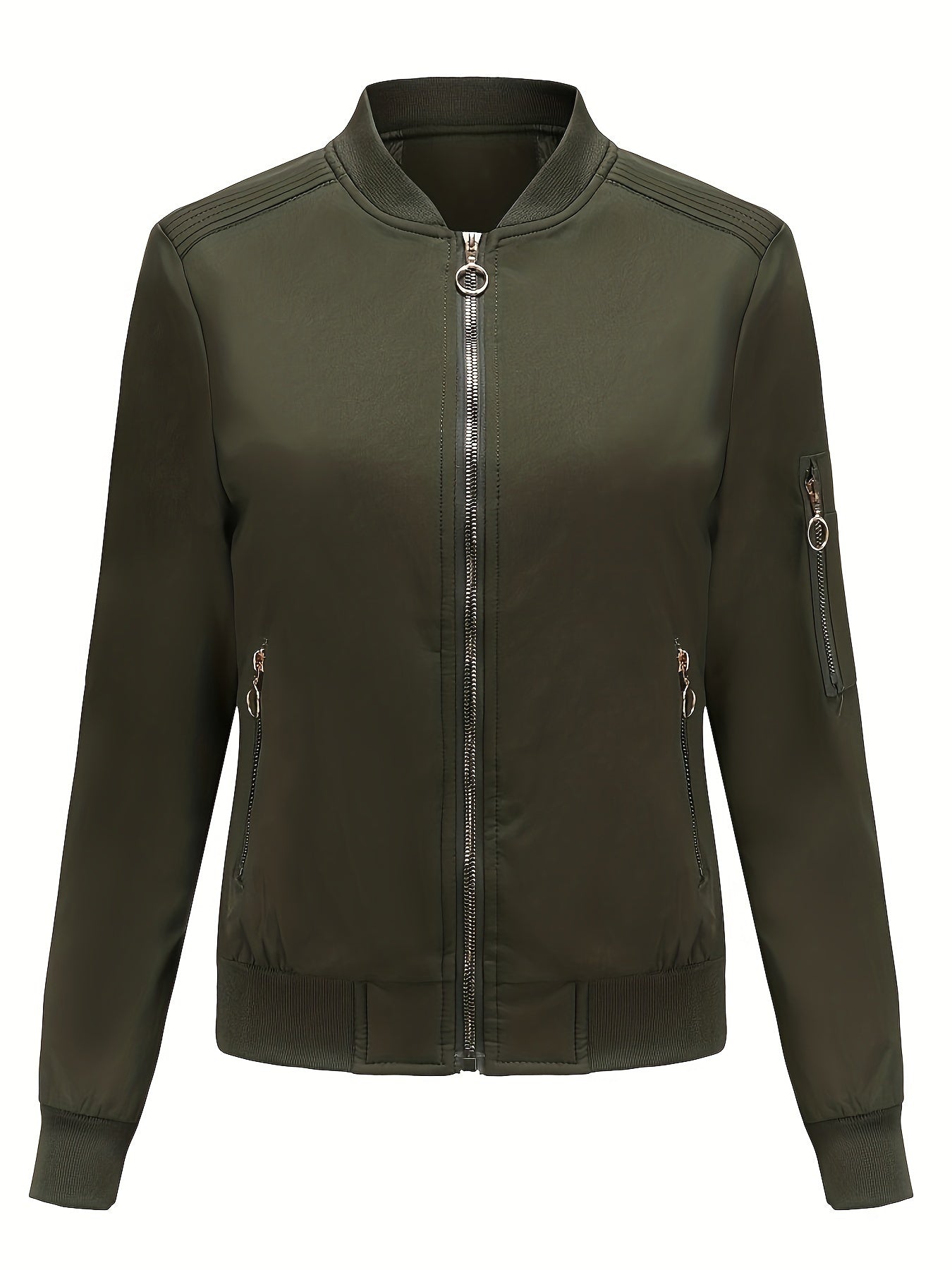 Bomberjacke Klassischer Zip-Up Freizeitlook Damen