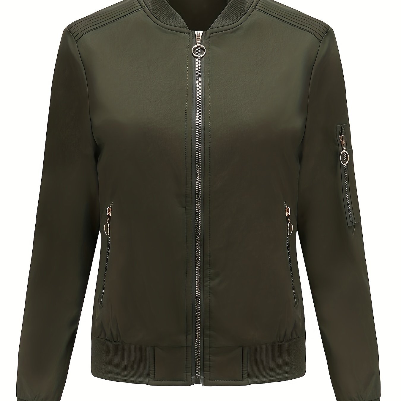 Bomberjacke Klassischer Zip-Up Freizeitlook Damen