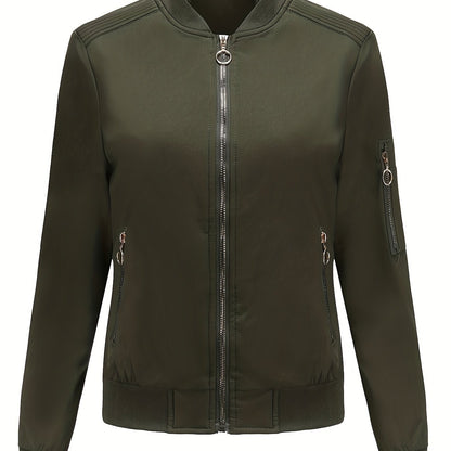 Bomberjacke Klassischer Zip-Up Freizeitlook Damen