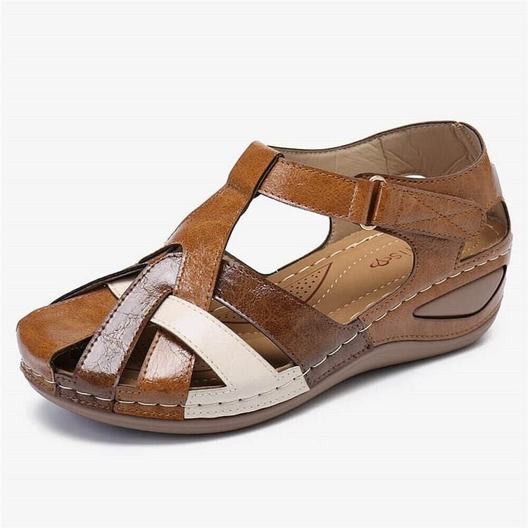 Women’s Casual Cross Strap Sandals with Adjustable Buckle and Flat Sole