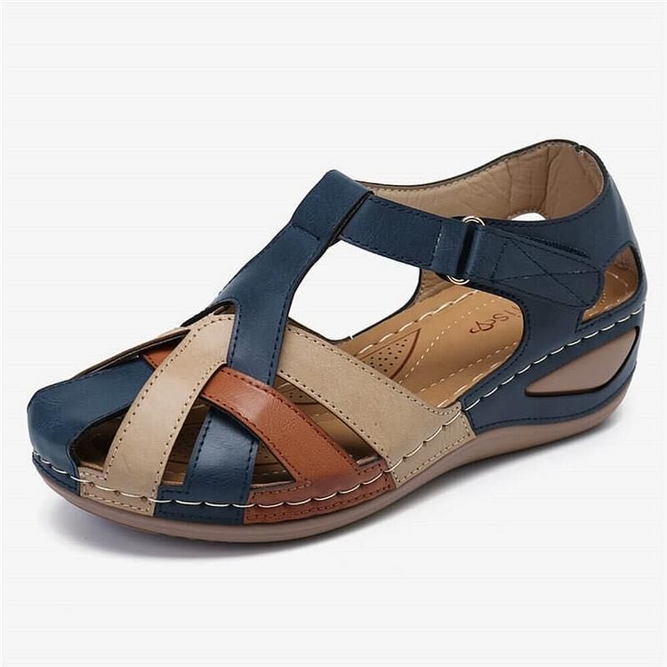 Women’s Casual Cross Strap Sandals with Adjustable Buckle and Flat Sole