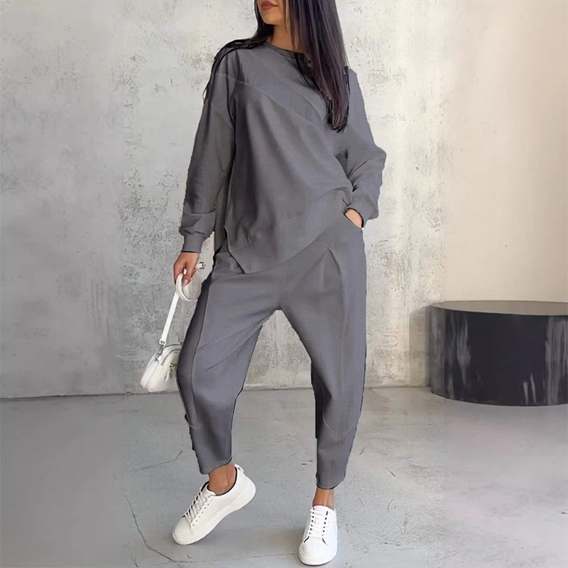 Women's Casual Two Piece Set Loose Fit Sweatshirt and Pants Outfit