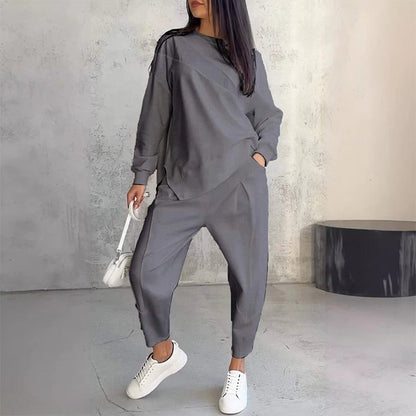 Women's Casual Two Piece Set Loose Fit Sweatshirt and Pants Outfit