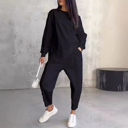 Women's Casual Two Piece Set Loose Fit Sweatshirt and Pants Outfit