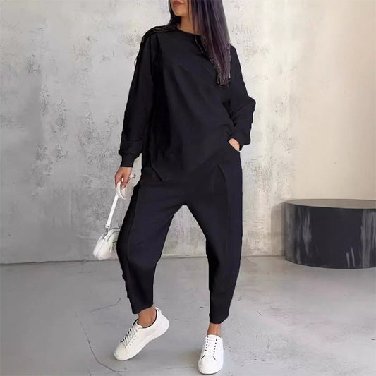 Women's Casual Two Piece Set Loose Fit Sweatshirt and Pants Outfit