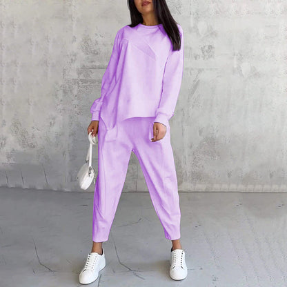 Women's Casual Two Piece Set Loose Fit Sweatshirt and Pants Outfit
