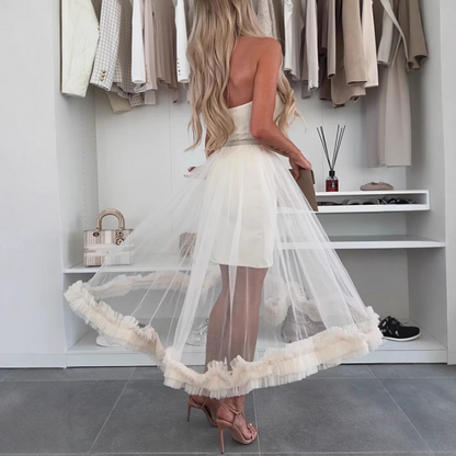 Strapless Layered Tulle Maxi Dress for Women