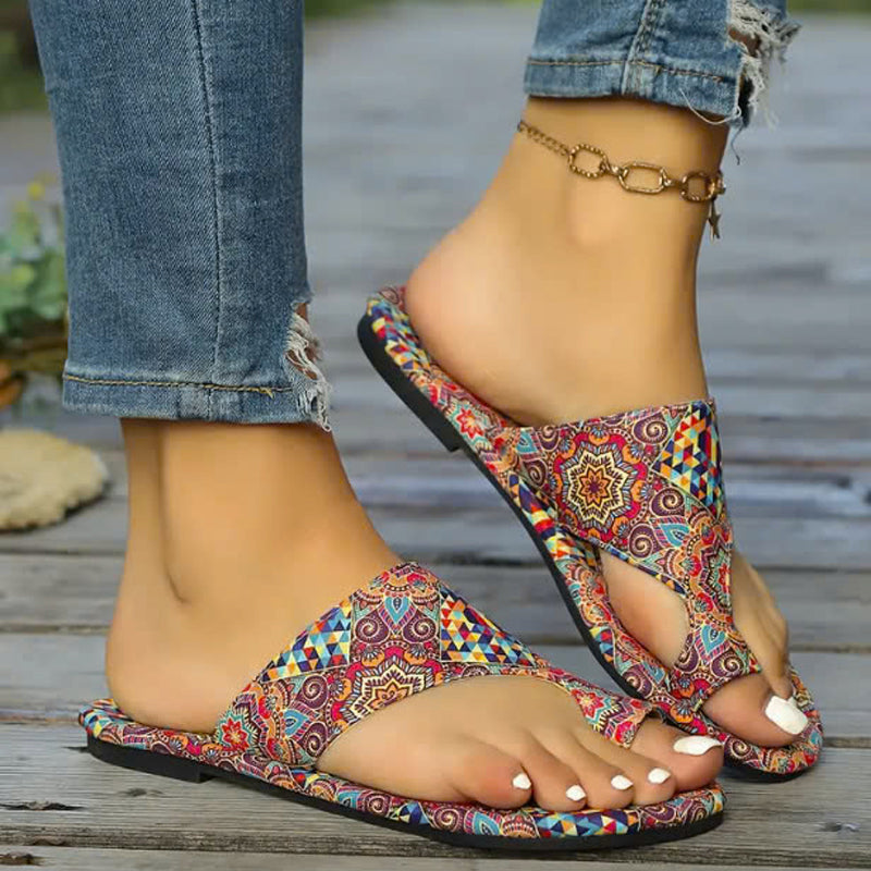 Colorful Boho Toe Loop Sandals for Women