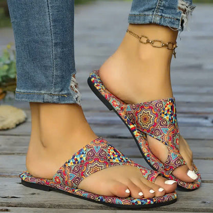 Colorful Boho Toe Loop Sandals for Women