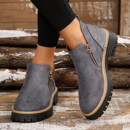 Chunky Zip Ankle Boots