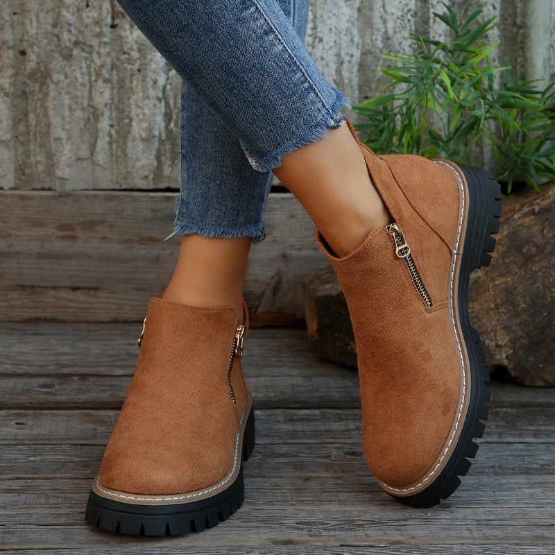 Chunky Zip Ankle Boots