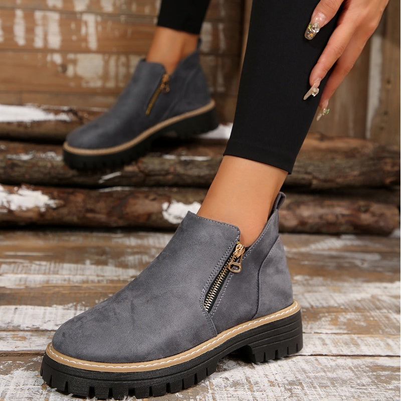 Chunky Zip Ankle Boots