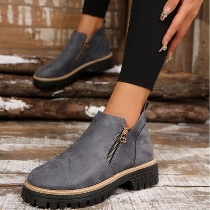 Chunky Zip Ankle Boots