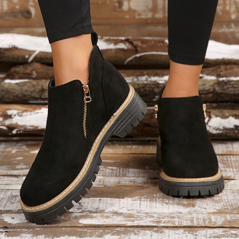 Chunky Zip Ankle Boots