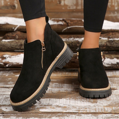 Chunky Zip Ankle Boots