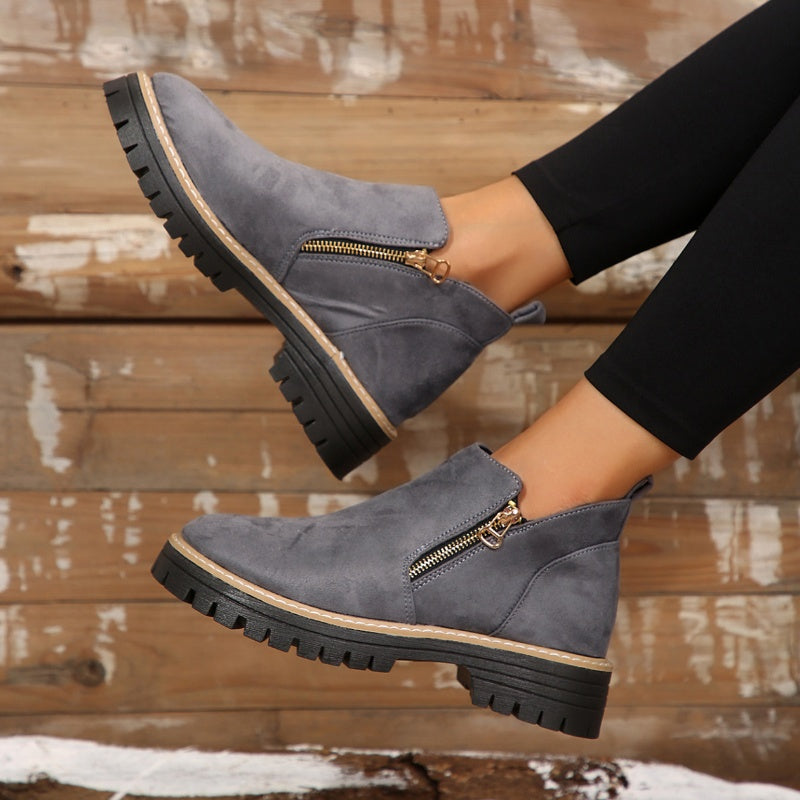 Chunky Zip Ankle Boots