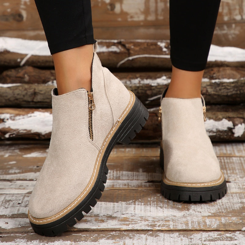 Chunky Zip Ankle Boots