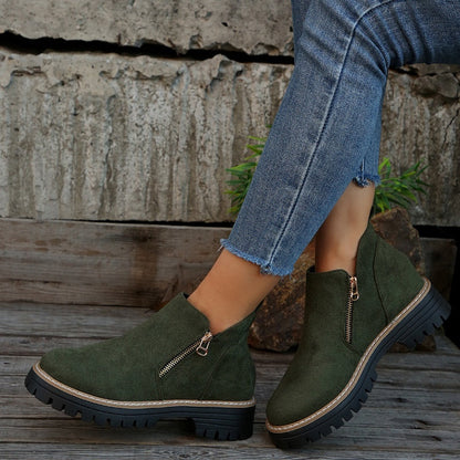 Chunky Zip Ankle Boots