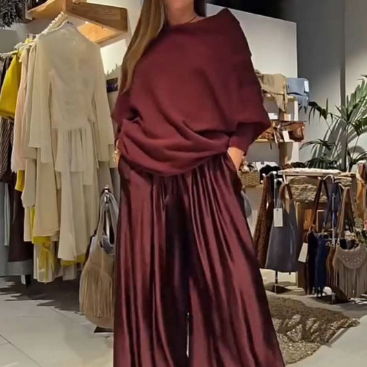 Women's Off Shoulder Pleated Jumpsuit – Elegant Wide Leg Evening Outfit