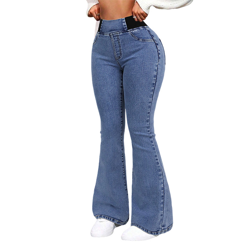 Women's High Waist Flare Jeans Stretch Slim Fit Denim Pants