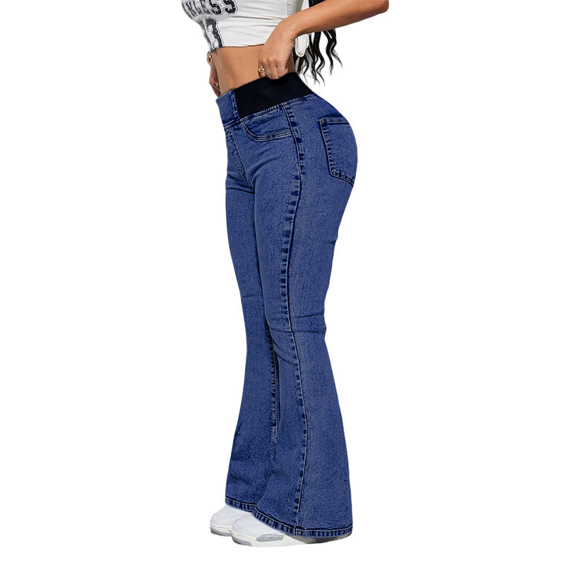 Women's High Waist Flare Jeans Stretch Slim Fit Denim Pants