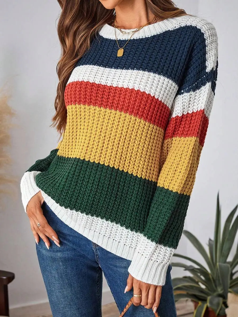 Gestreifter Strickpullover für Gemütliche Wintertage Damen