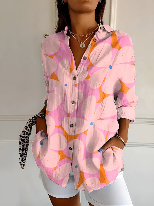 Women's Floral Longline Button Shirt Loose Fit Lightweight Casual Summer Blouse