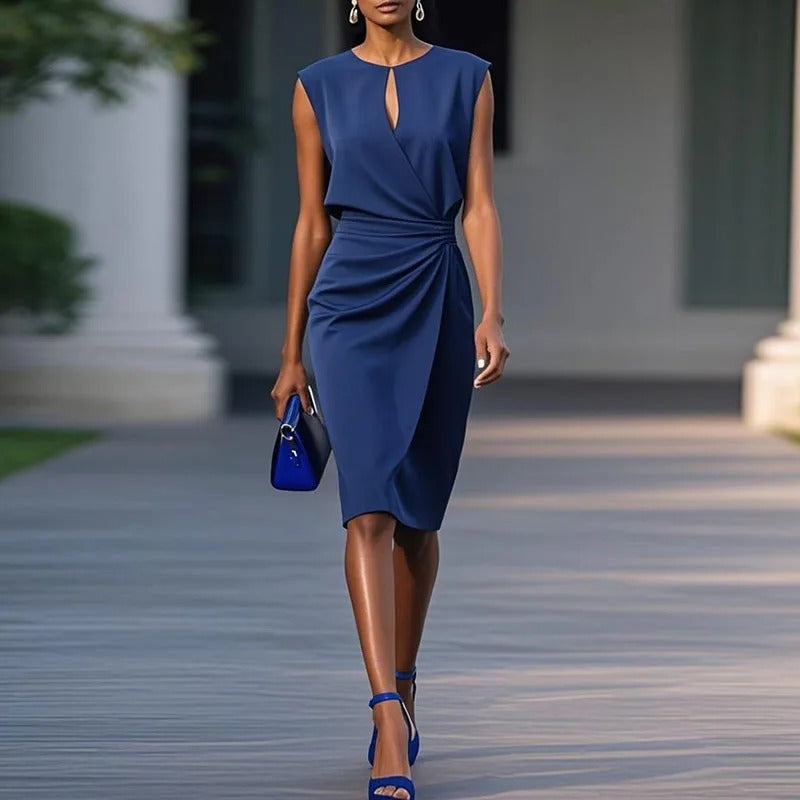 Women’s Elegant V Neck Professional Office Midi Dress