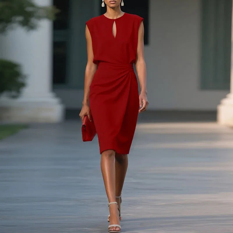 Women’s Elegant V Neck Professional Office Midi Dress