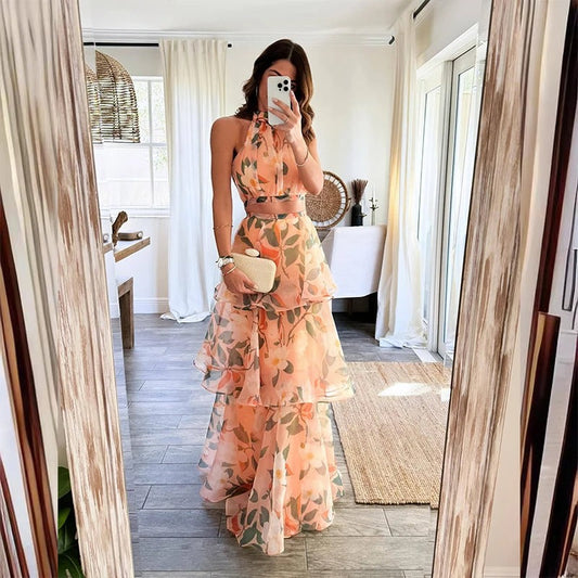 Stilvolles ärmelloses Top und Lagenrock-Set Für Damen