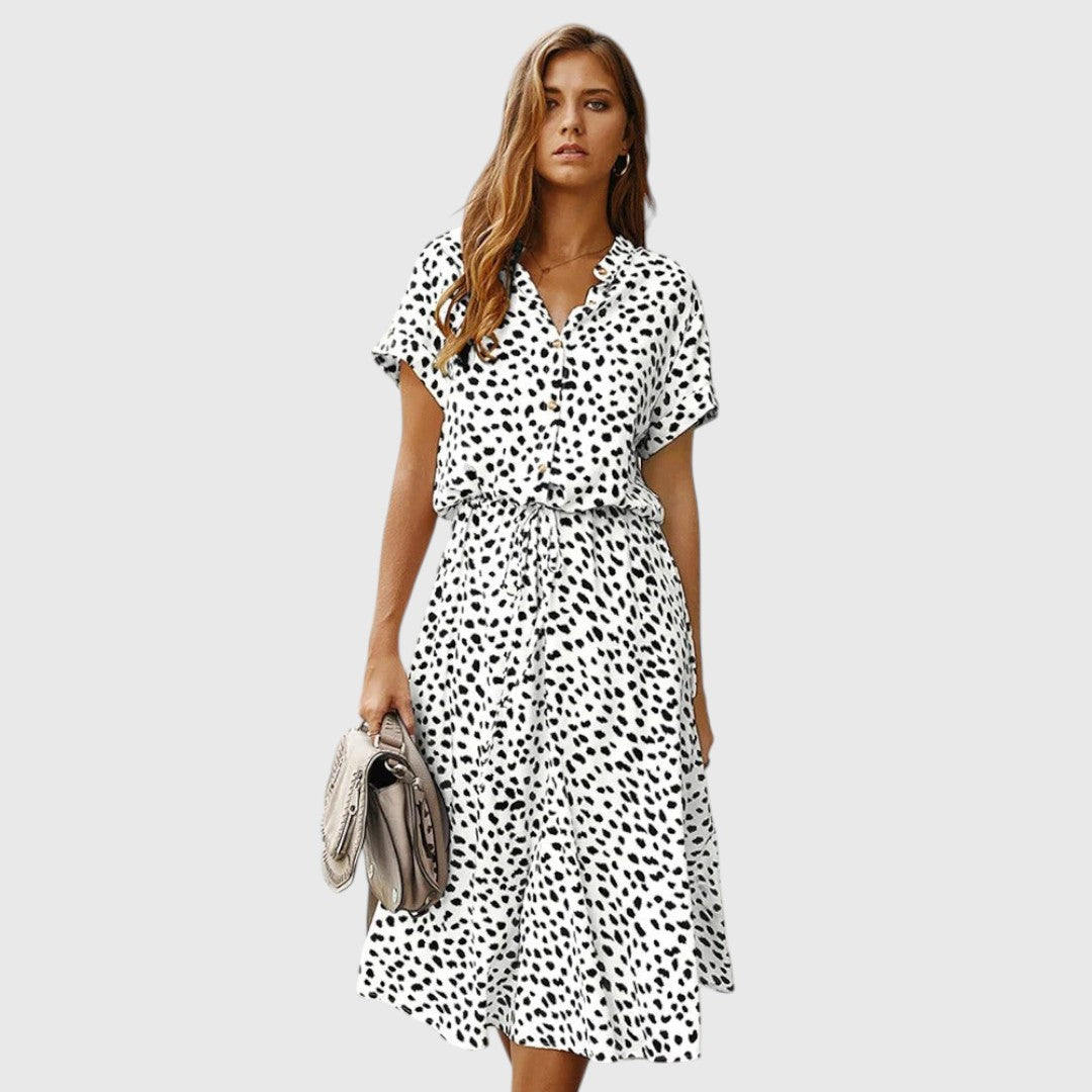 Printed Button-Front Midi Dress