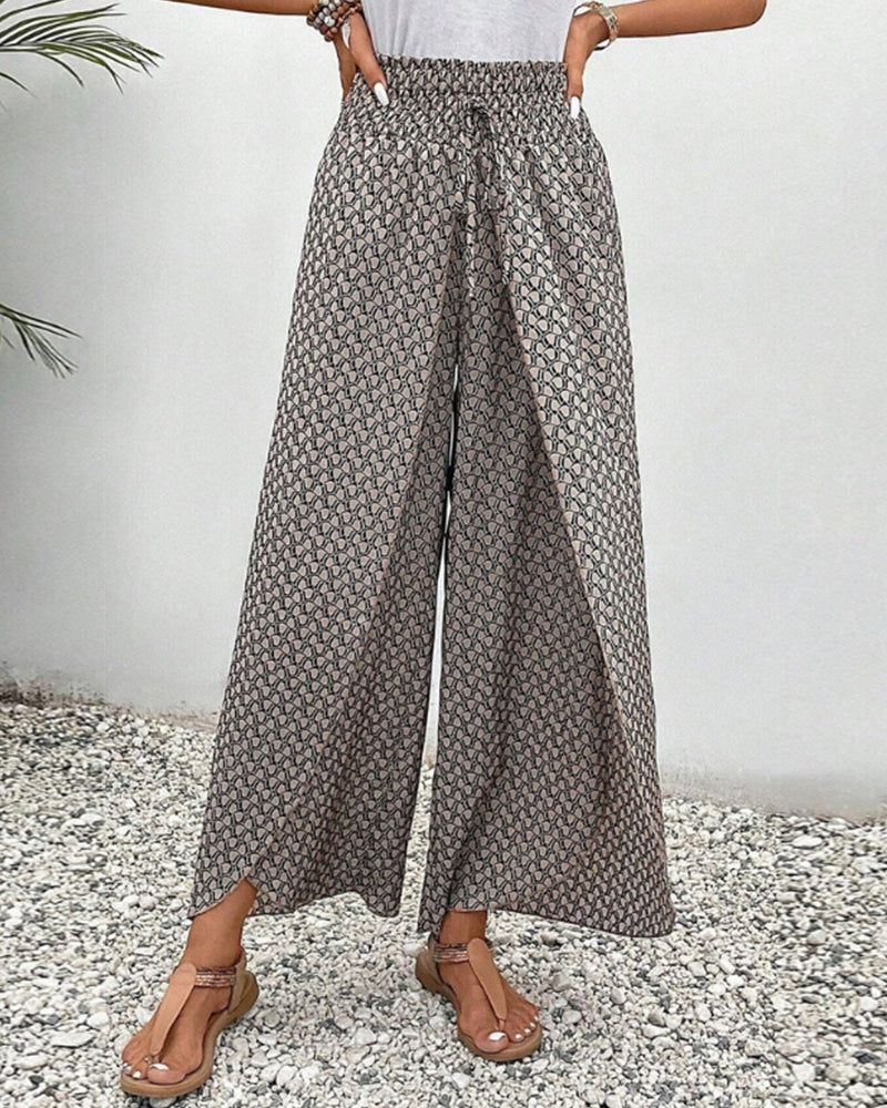 Elegant Geometric Print Wide Leg Pants for Women