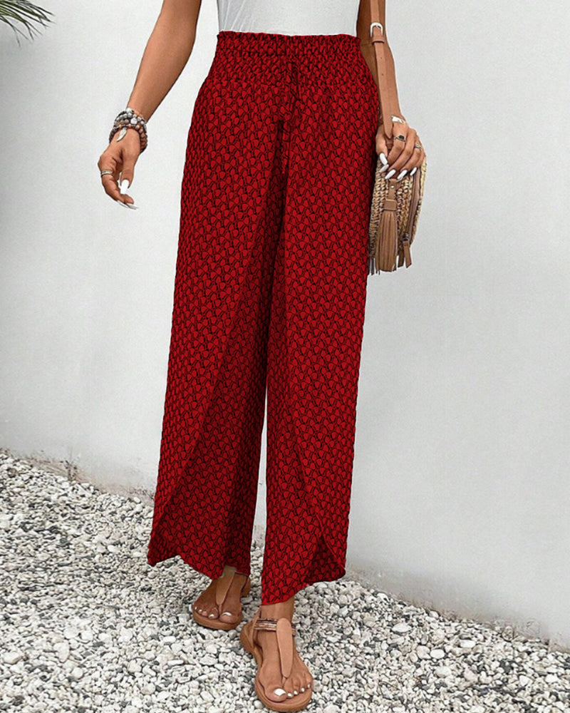 Elegant Geometric Print Wide Leg Pants for Women