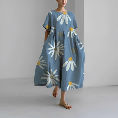 Women’s Floral Relaxed Fit Oversized Print Casual Midi Dress