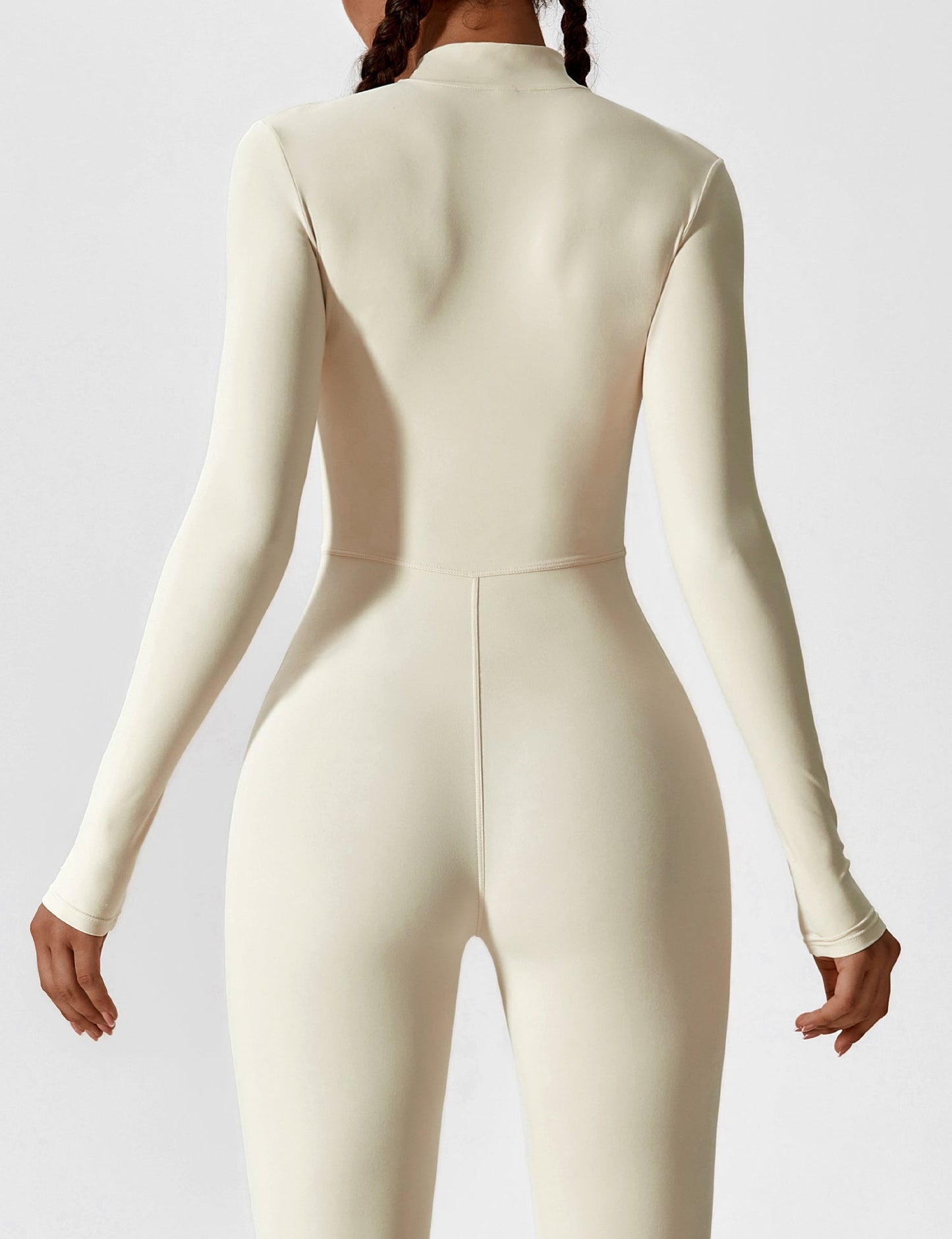 Women's Zip Front Fitted Jumpsuit Long Sleeve Casual Summer Outfit