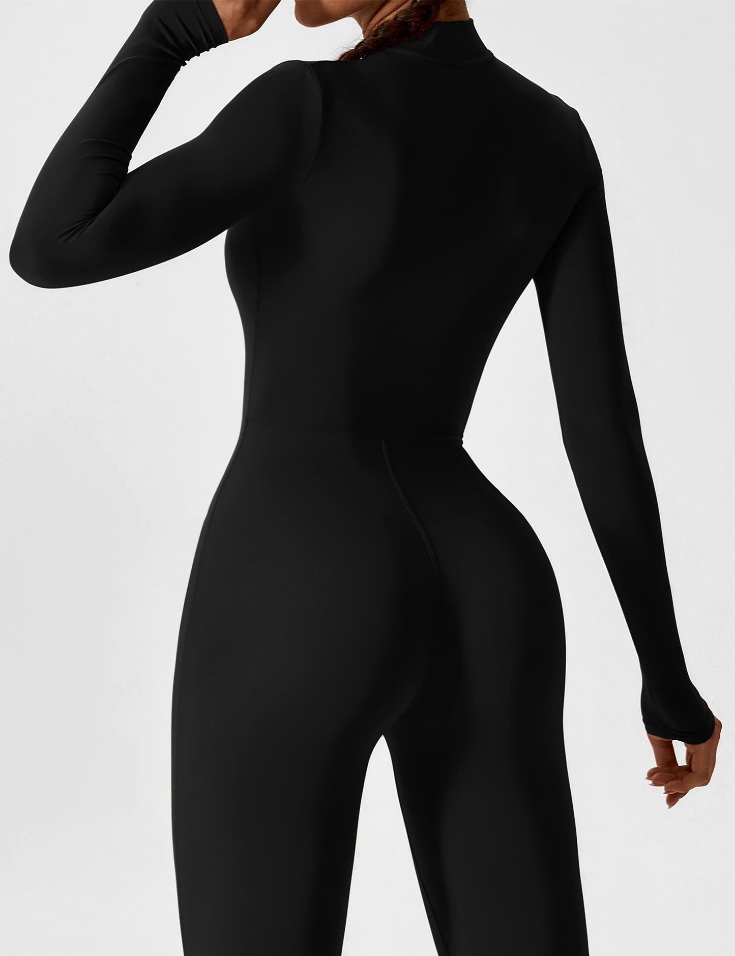 Women's Zip Front Fitted Jumpsuit Long Sleeve Casual Summer Outfit