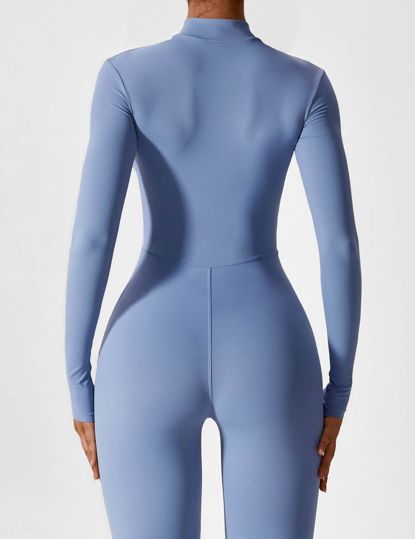 Women's Zip Front Fitted Jumpsuit Long Sleeve Casual Summer Outfit